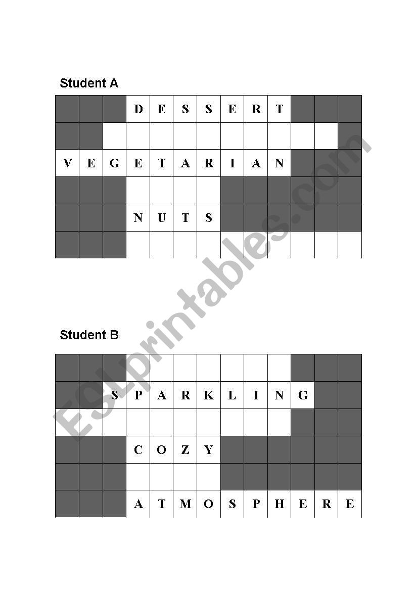 eat out - information gap worksheet