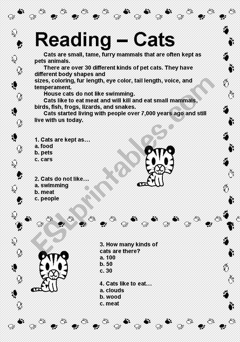 Reading- Cats worksheet