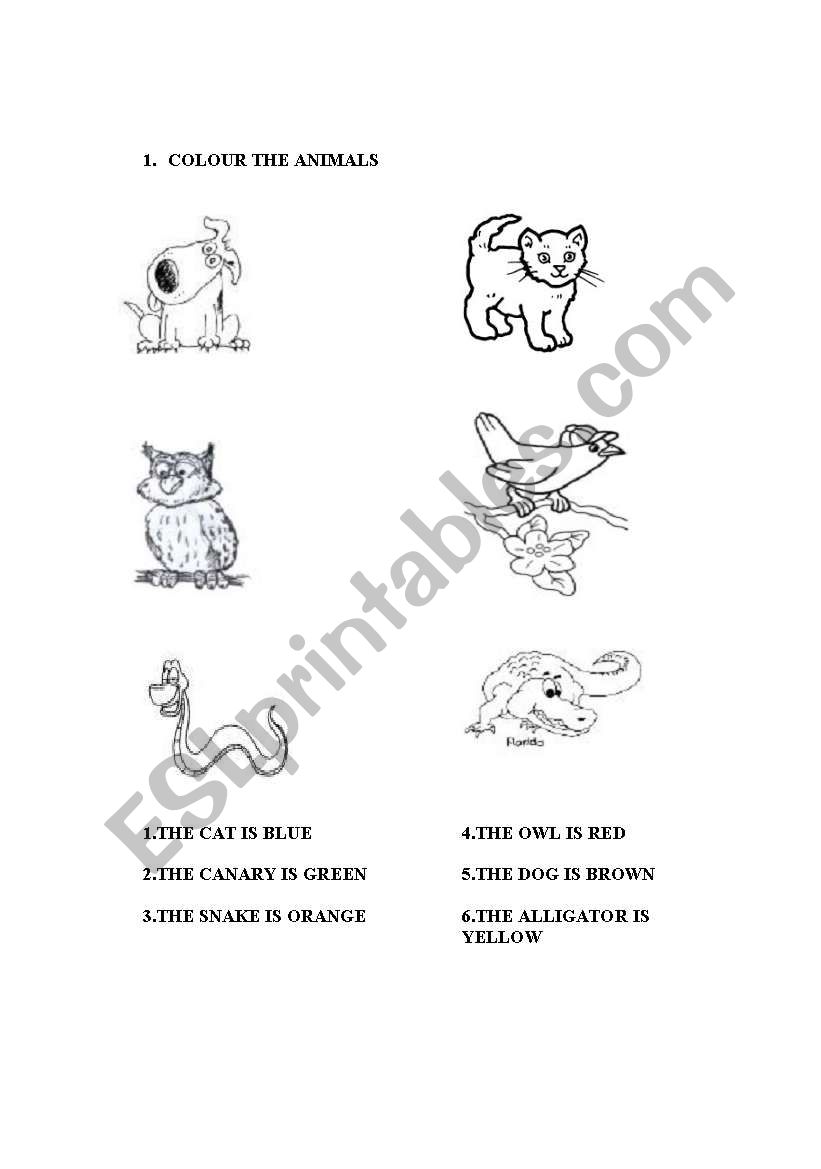 colour the animals worksheet