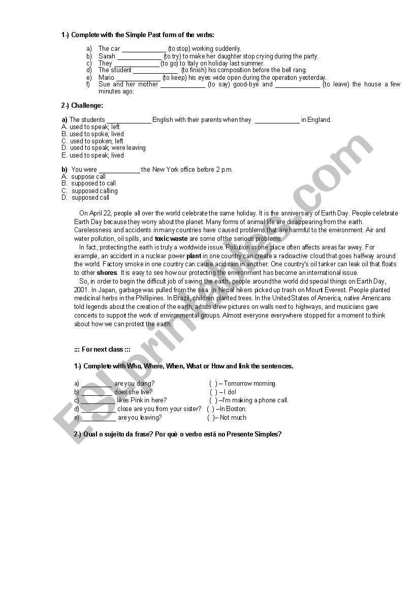 Tenses tips worksheet
