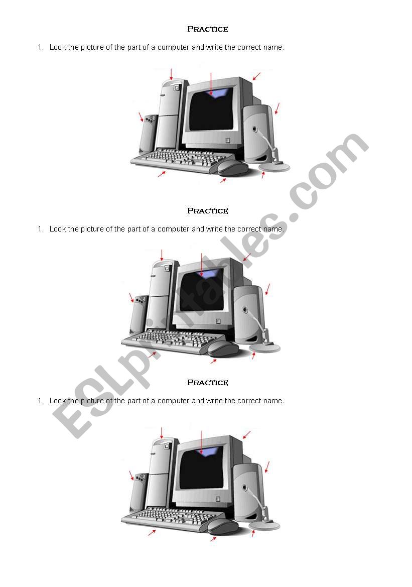 Computer parts worksheet