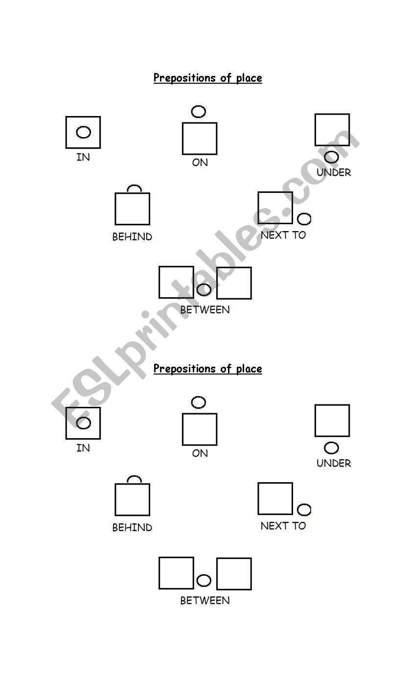 Prepositions of place!  worksheet