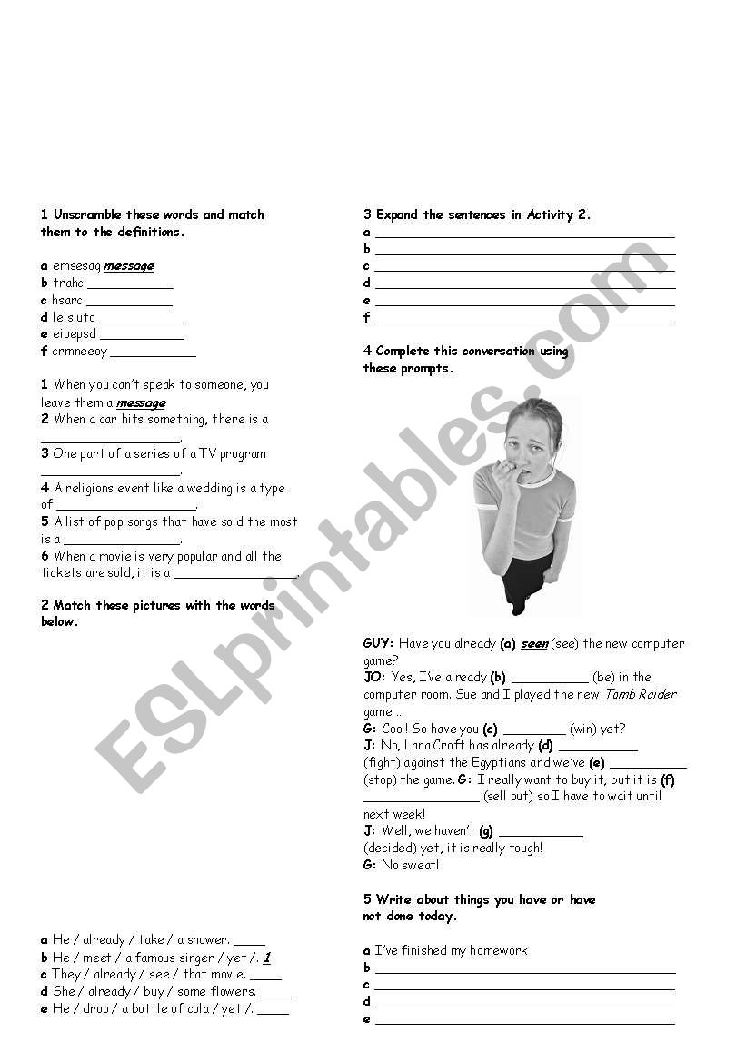 present perfect worksheet