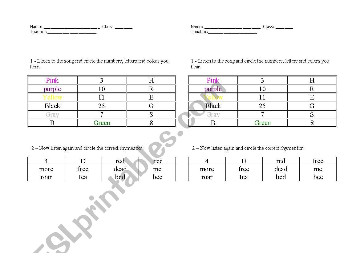 All Togheter Now  worksheet worksheet