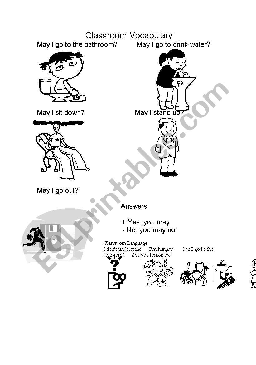 Classroom vocabulary worksheet