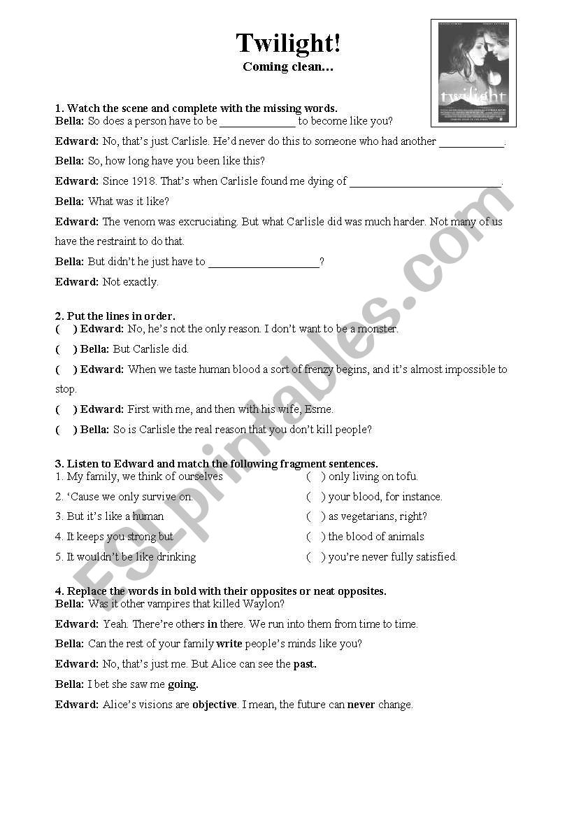 Twilight Part 5 worksheet