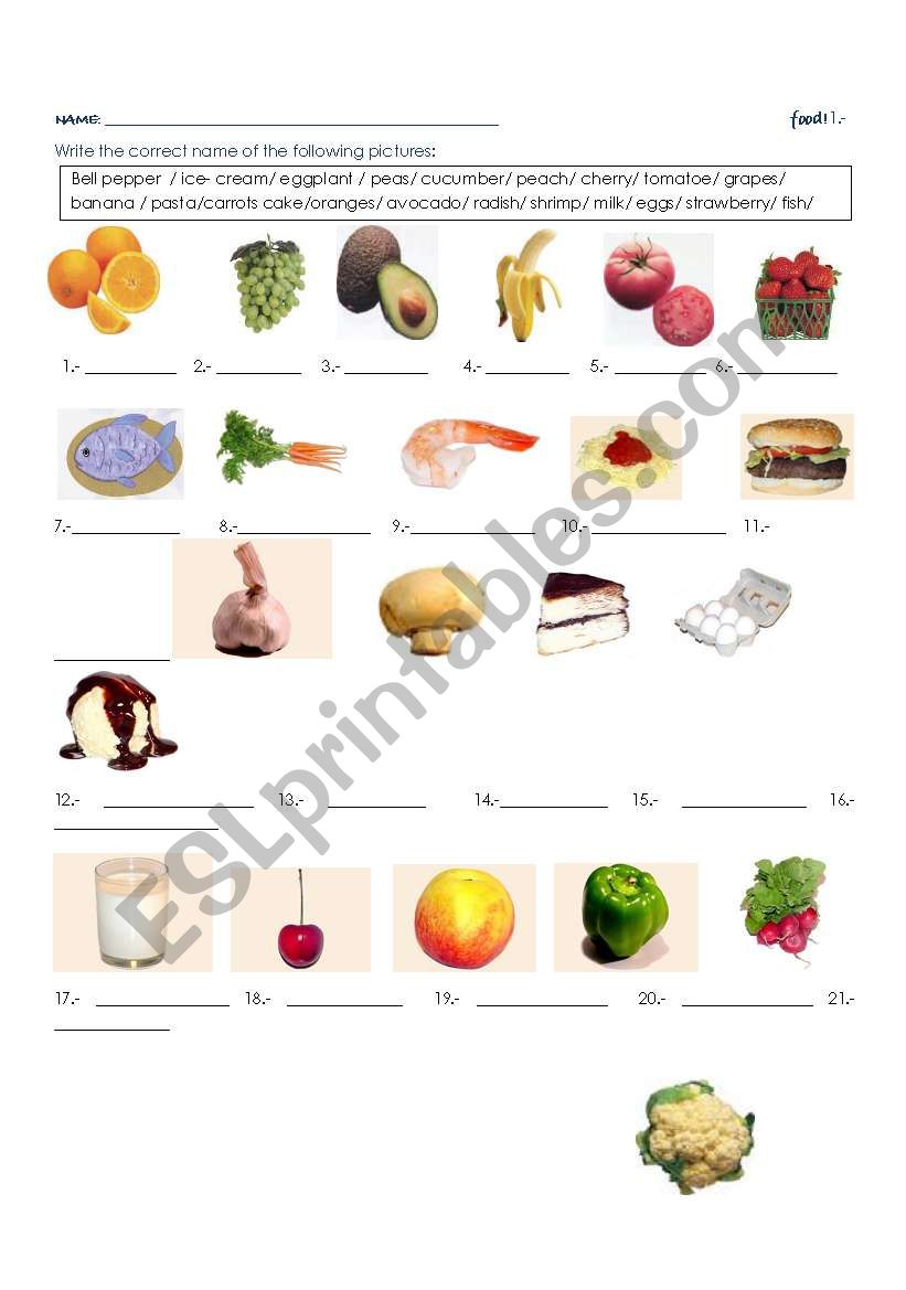 FOOD  worksheet