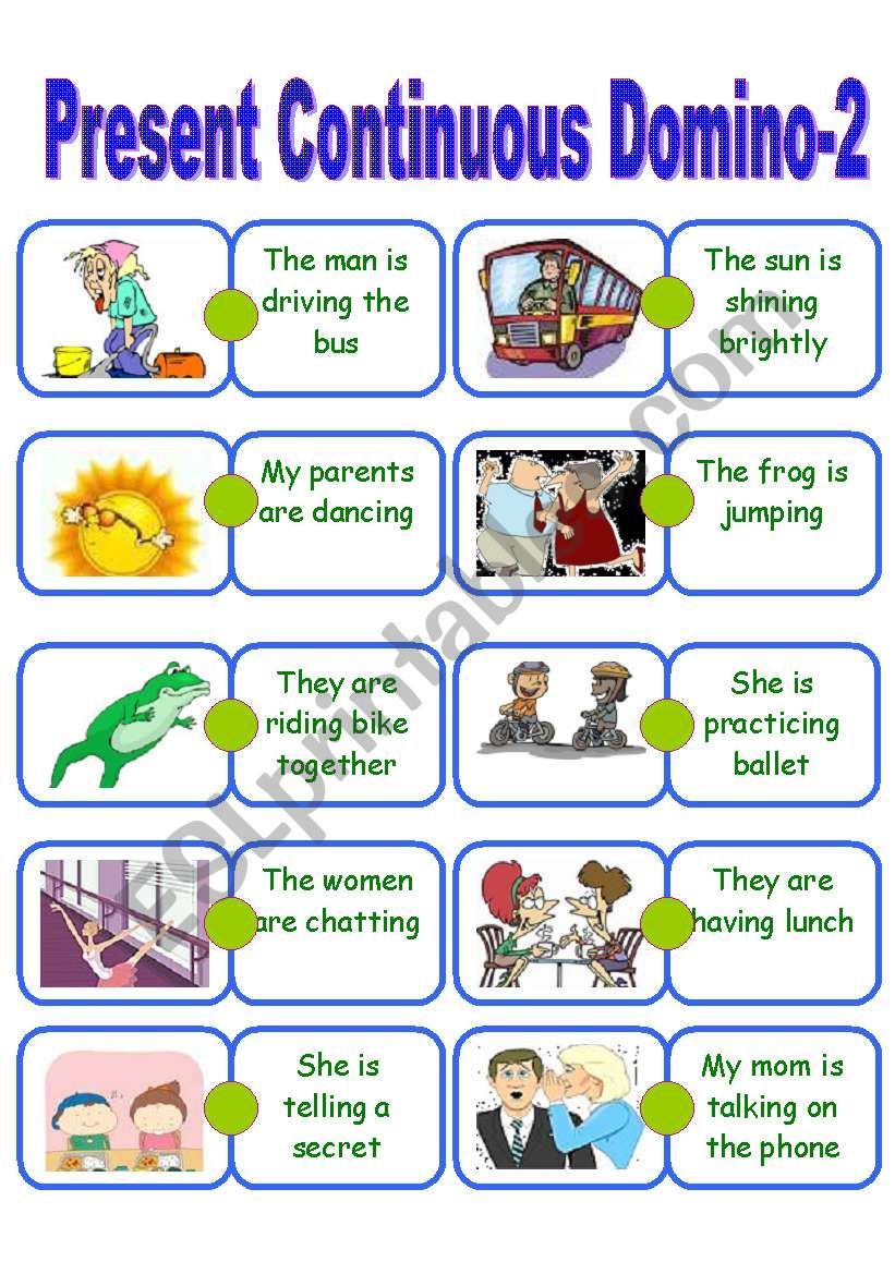 Present Continuous Dominoes-2 worksheet