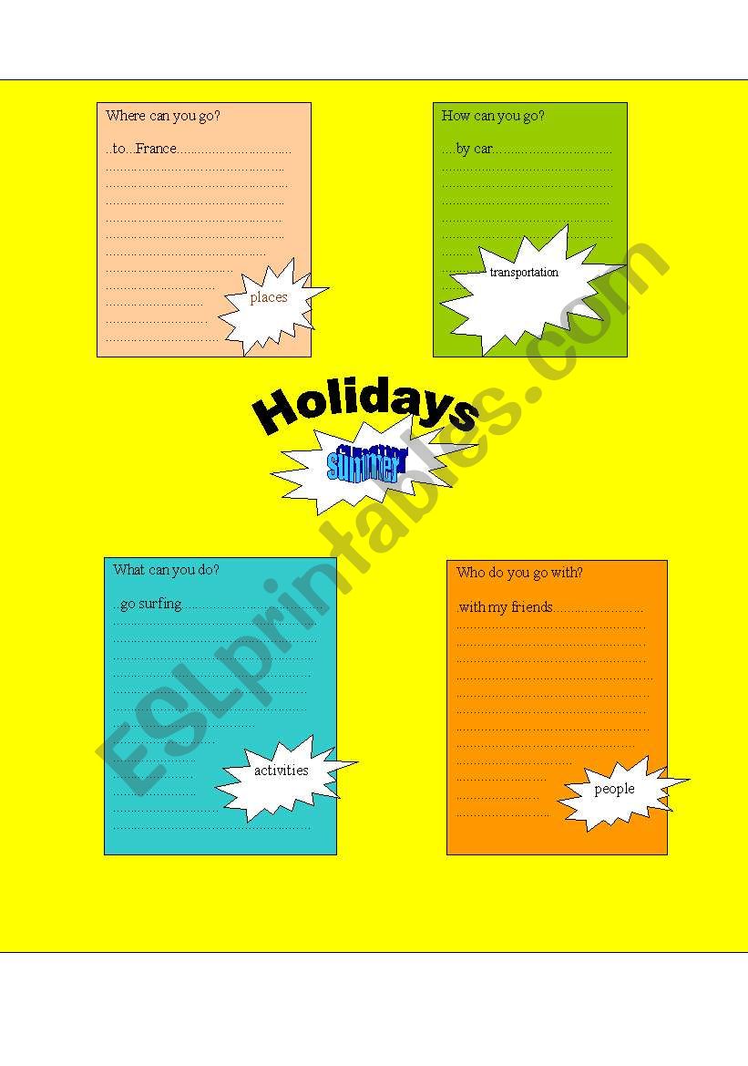 summer holidays worksheet