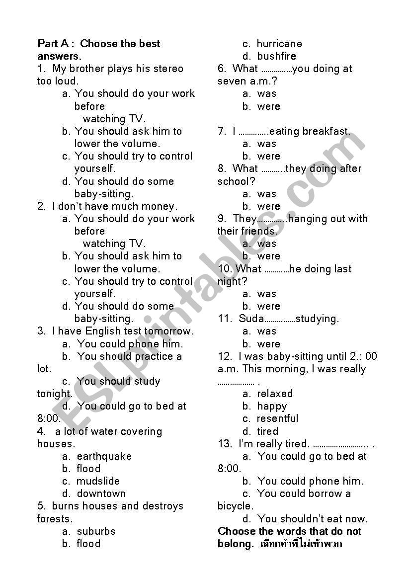 grammar worksheet