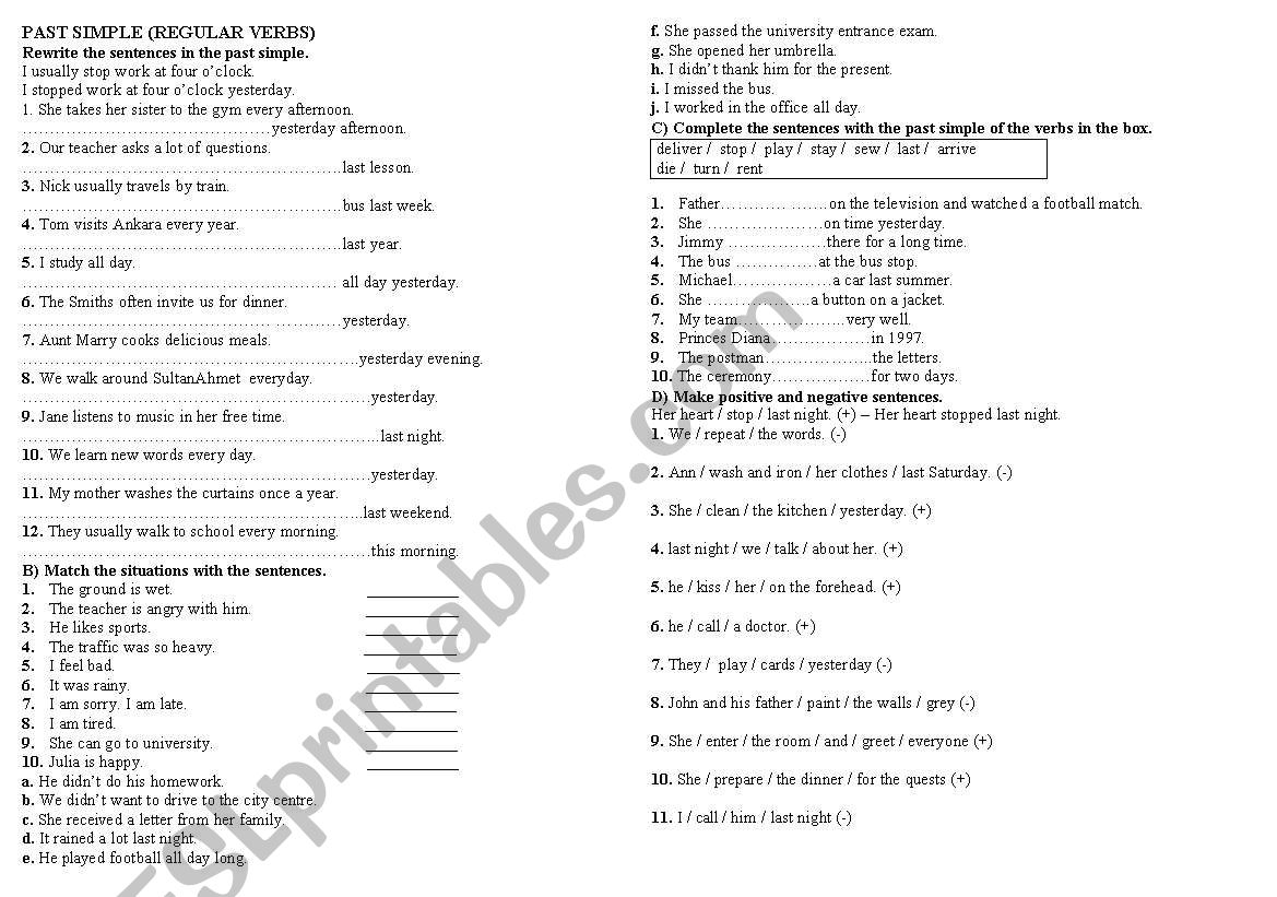 Simple past tense worksheet