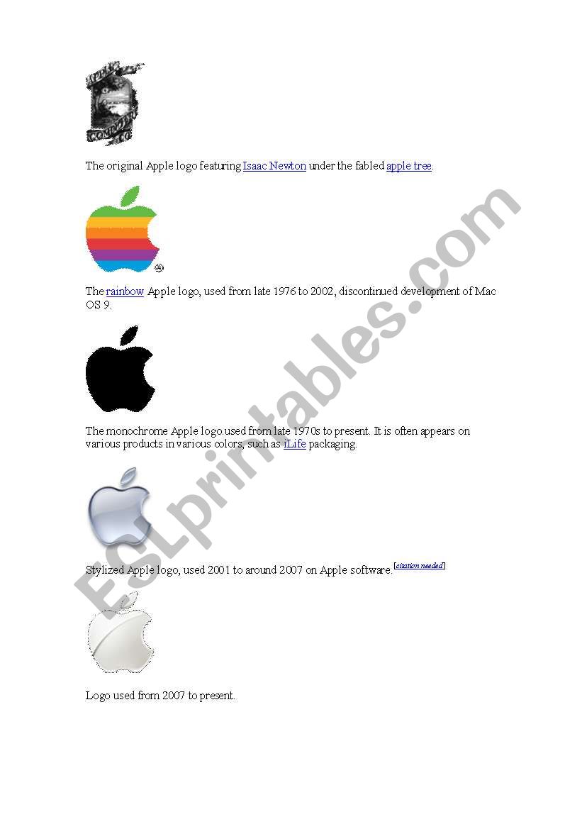 Apple Logo Evolution worksheet