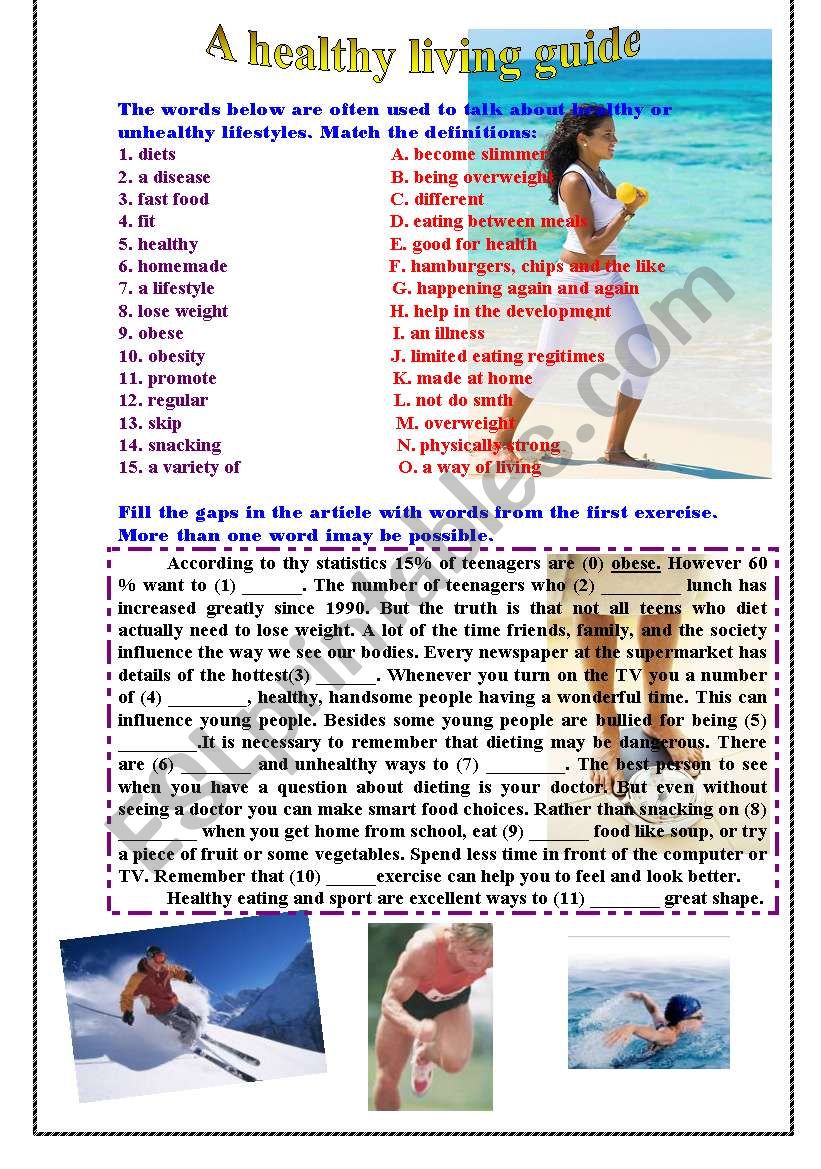 Healthy living guide worksheet