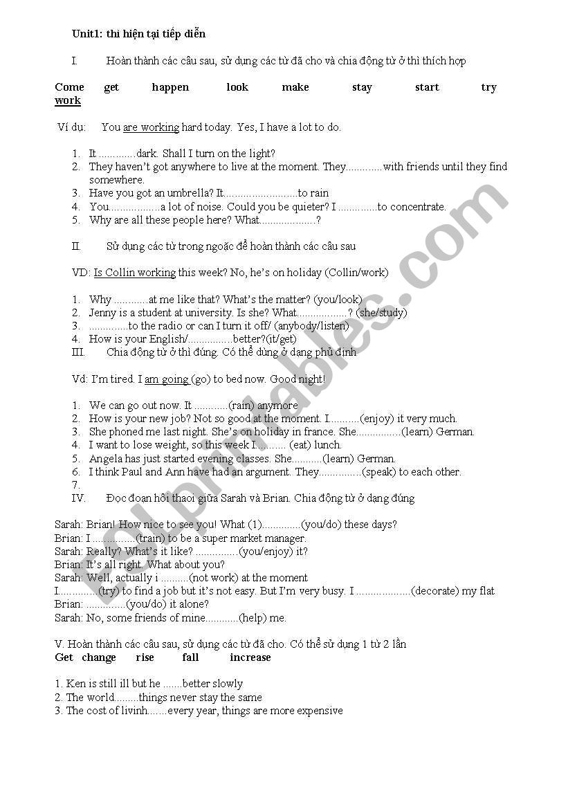 exercise worksheet