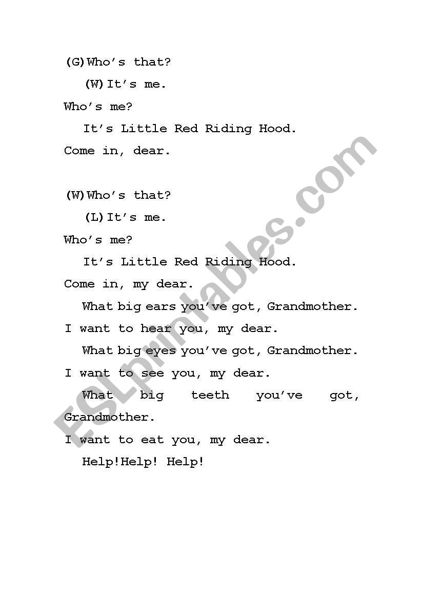 Little Red Riding Hood worksheet
