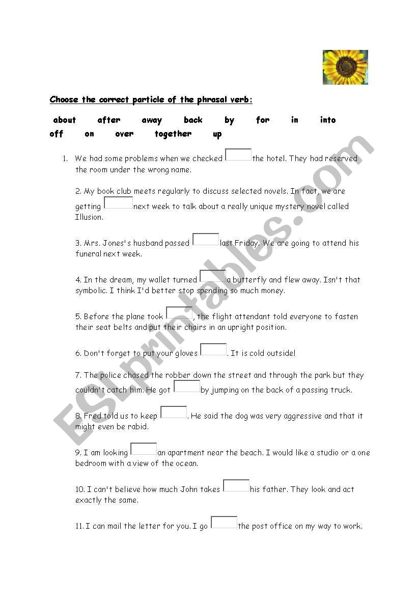 Phrasal verbs worksheet