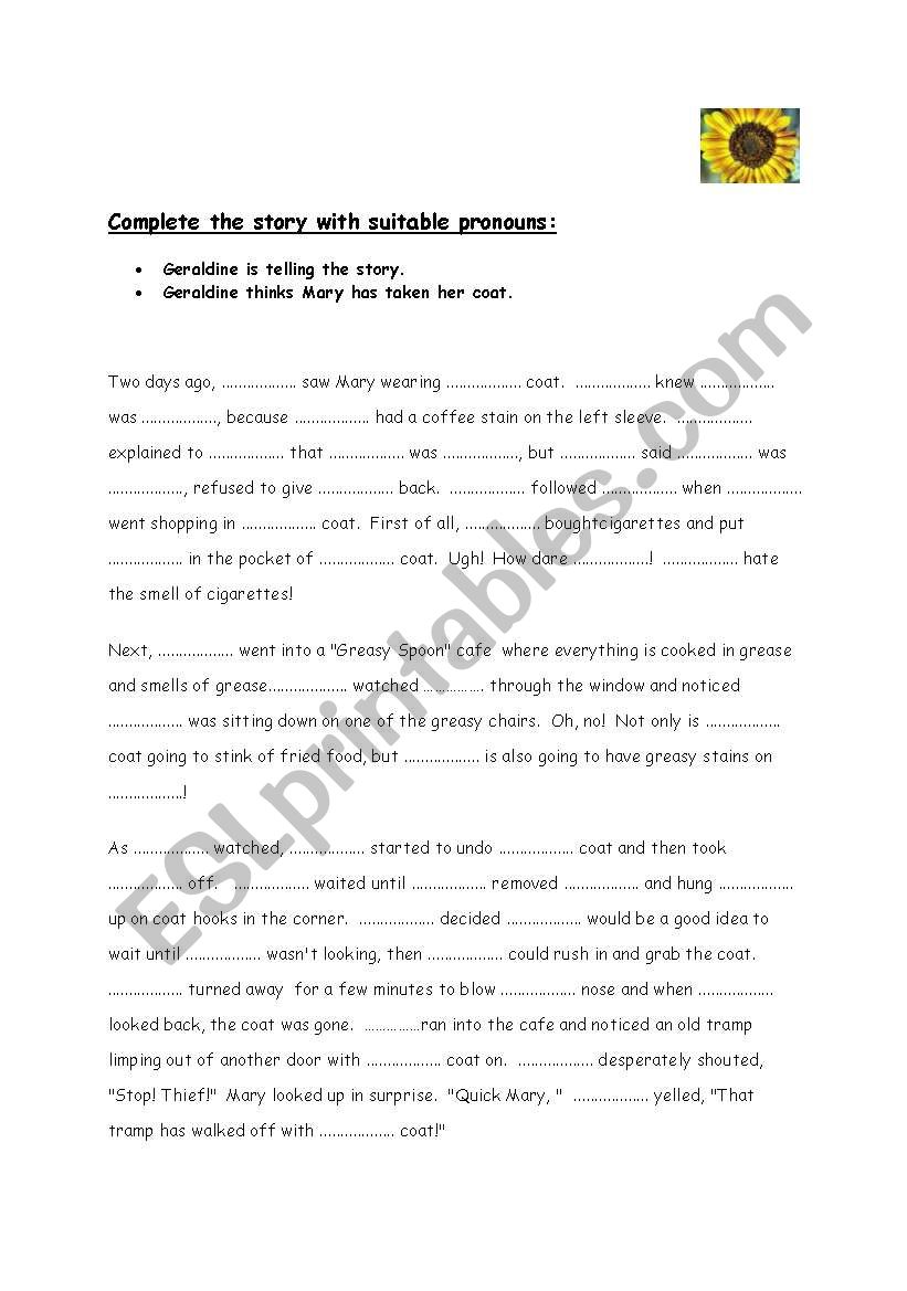 Pronouns worksheet