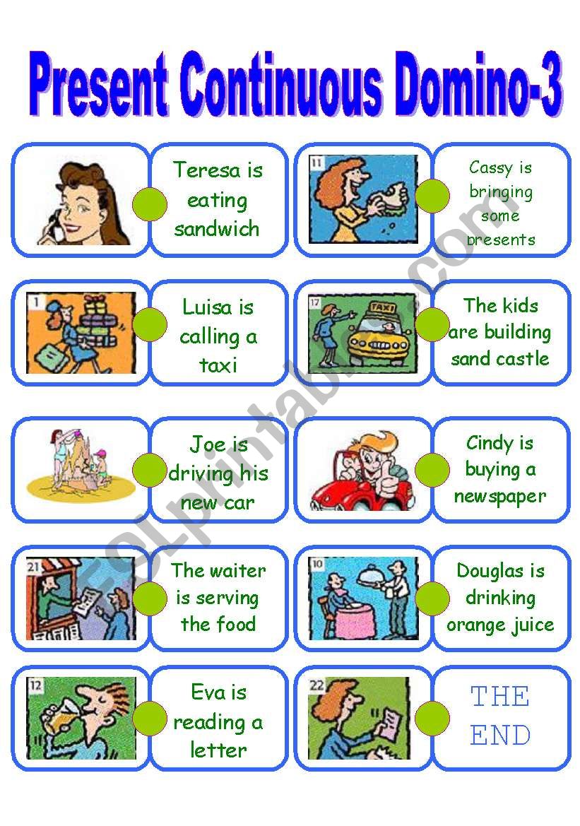 Present Continuous Dominoes-3 worksheet