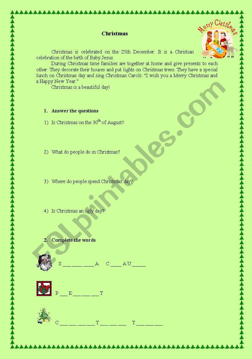 Christmas worksheet