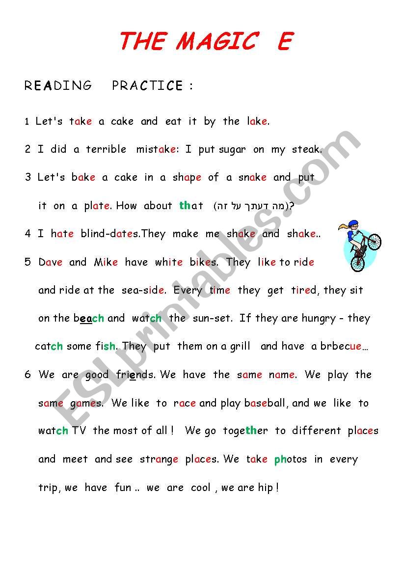 The magic e -   a_e, i_e worksheet