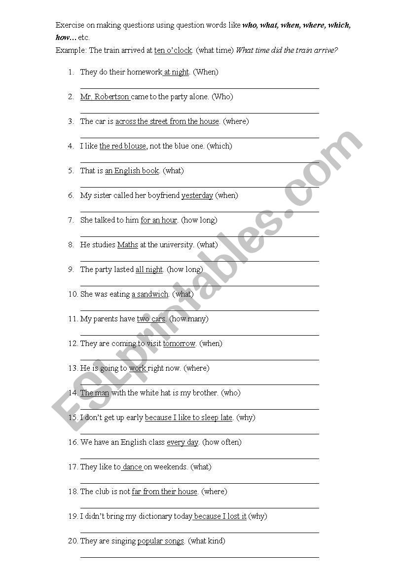 Wh-Words worksheet