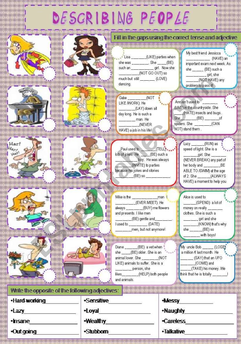 VERBS MIXED TENSES + ADJECTIVES