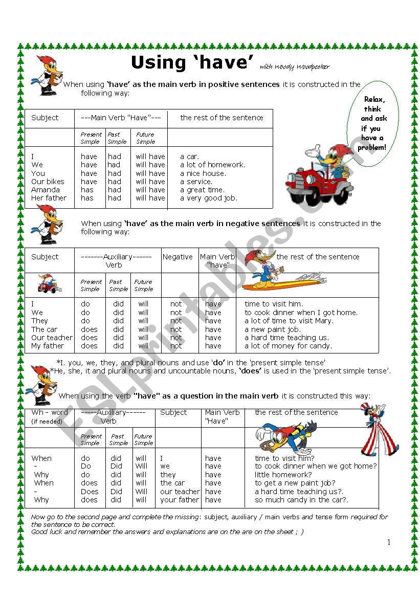 Using have with Woody Woodpecker