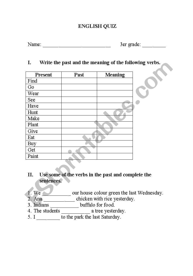 Past simple exercises (Regular/irregular verbs)