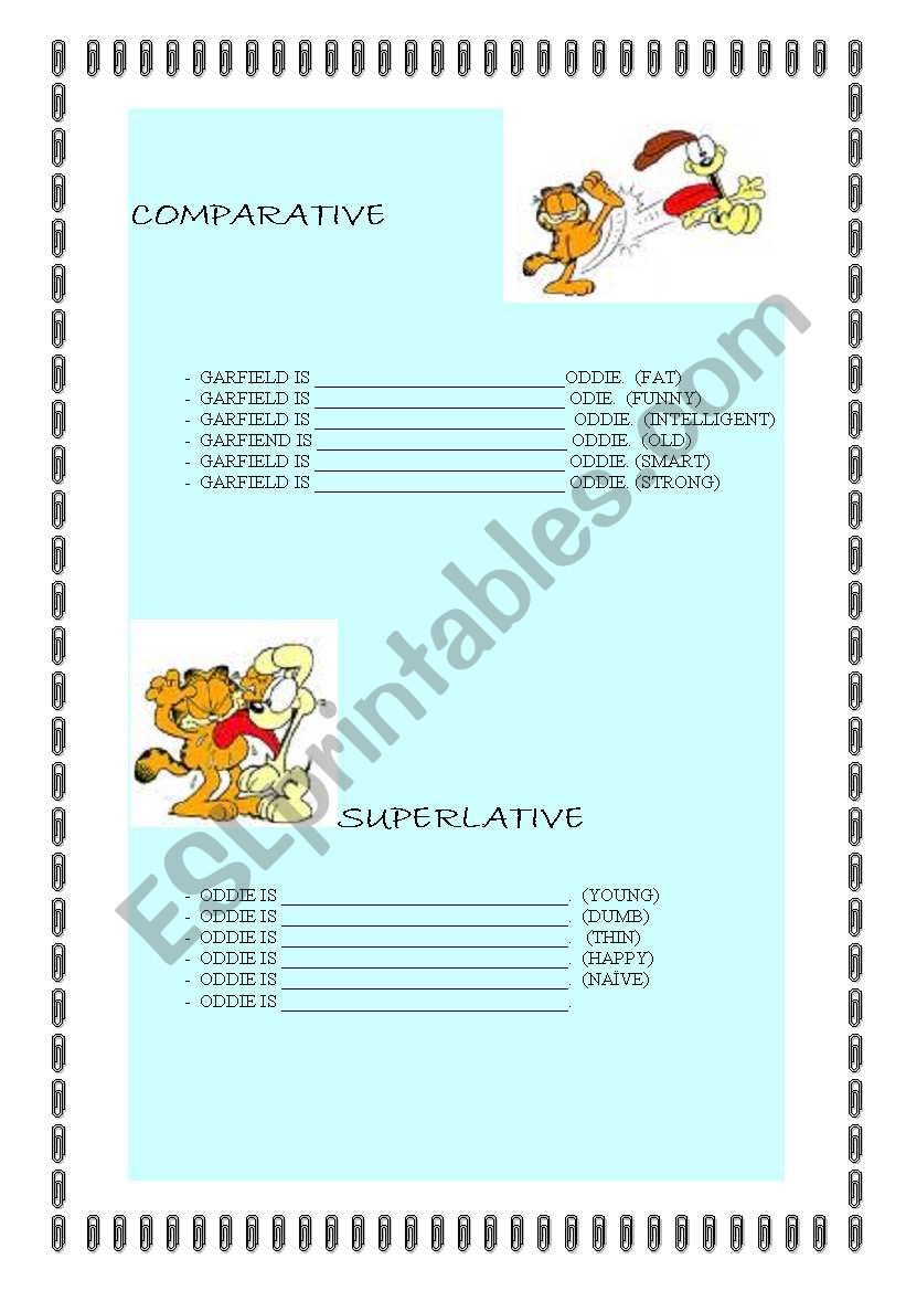 COMPARATIVE AND SUPERLATIVE worksheet