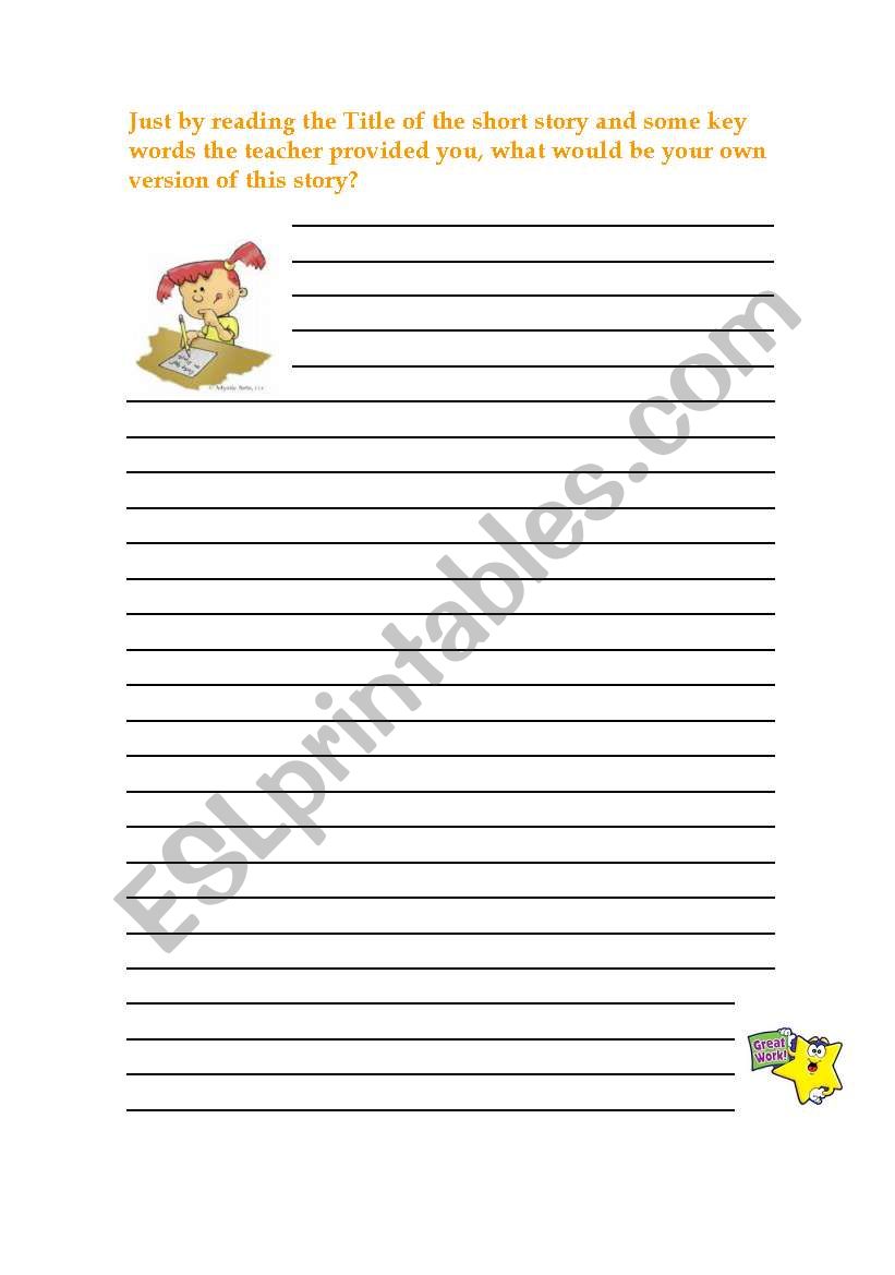 Writing a story worksheet