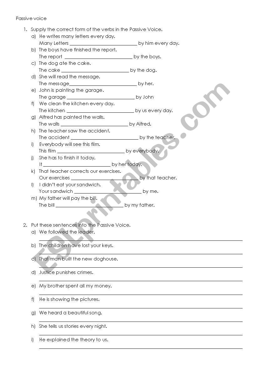 Passive voice worksheet