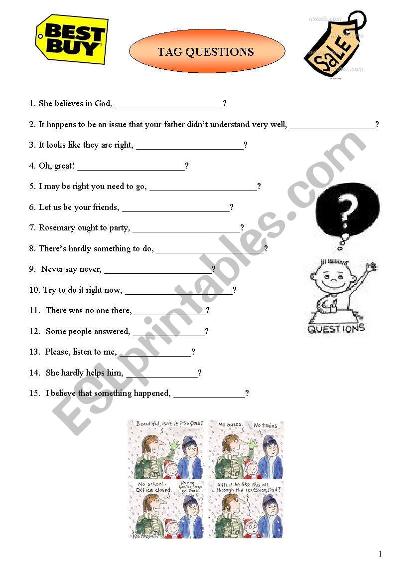 Tag questions worksheet