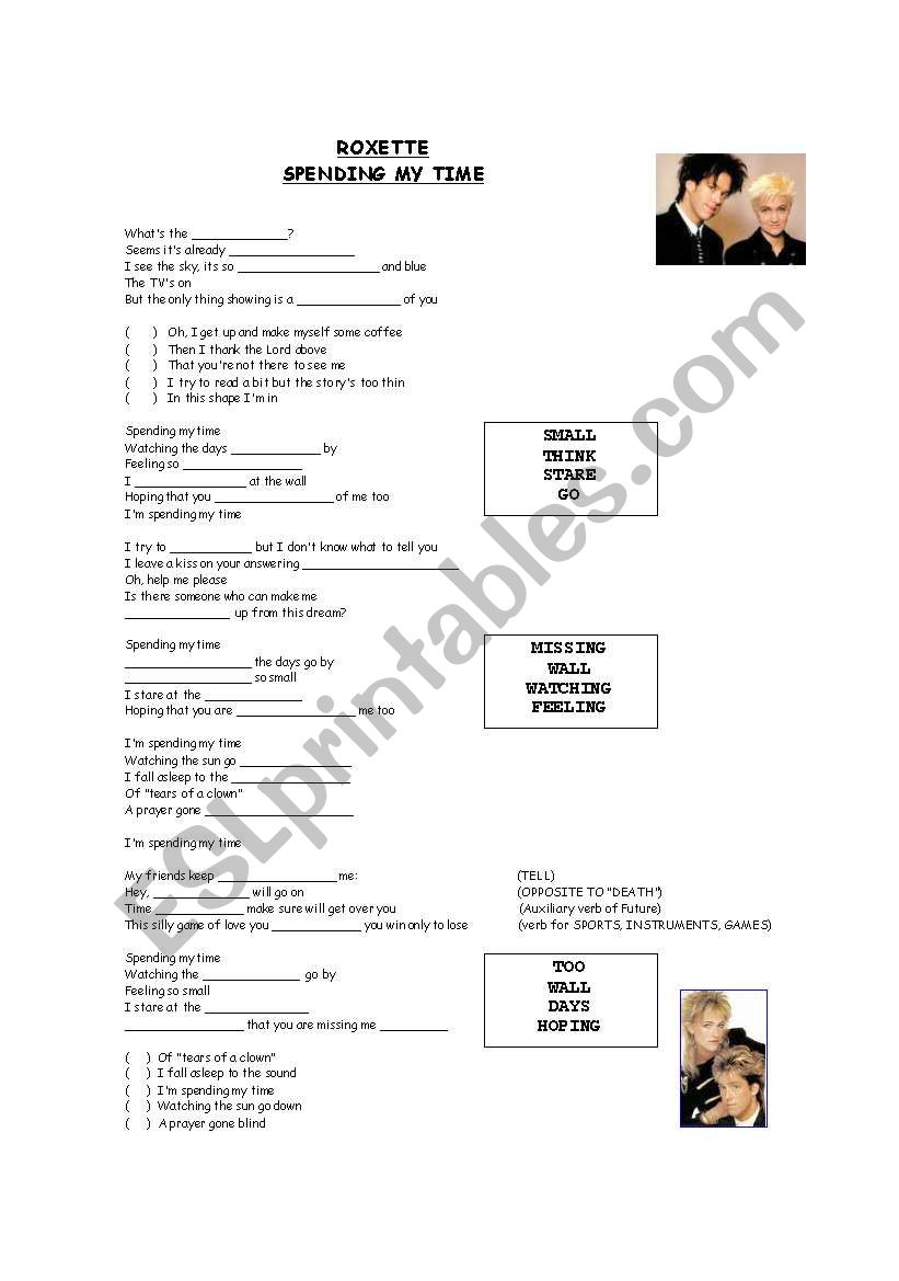 ROXETTE_SPENDING MY TIME worksheet