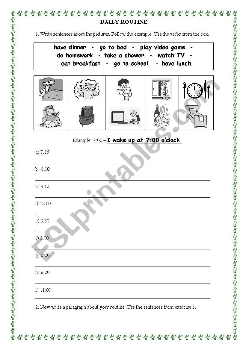 Daily Routine worksheet