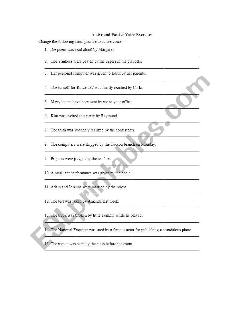 passive voice worksheet