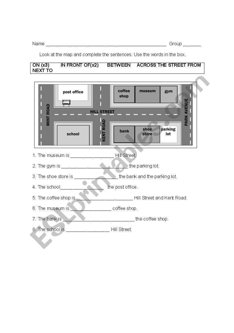 Prepositions worksheet