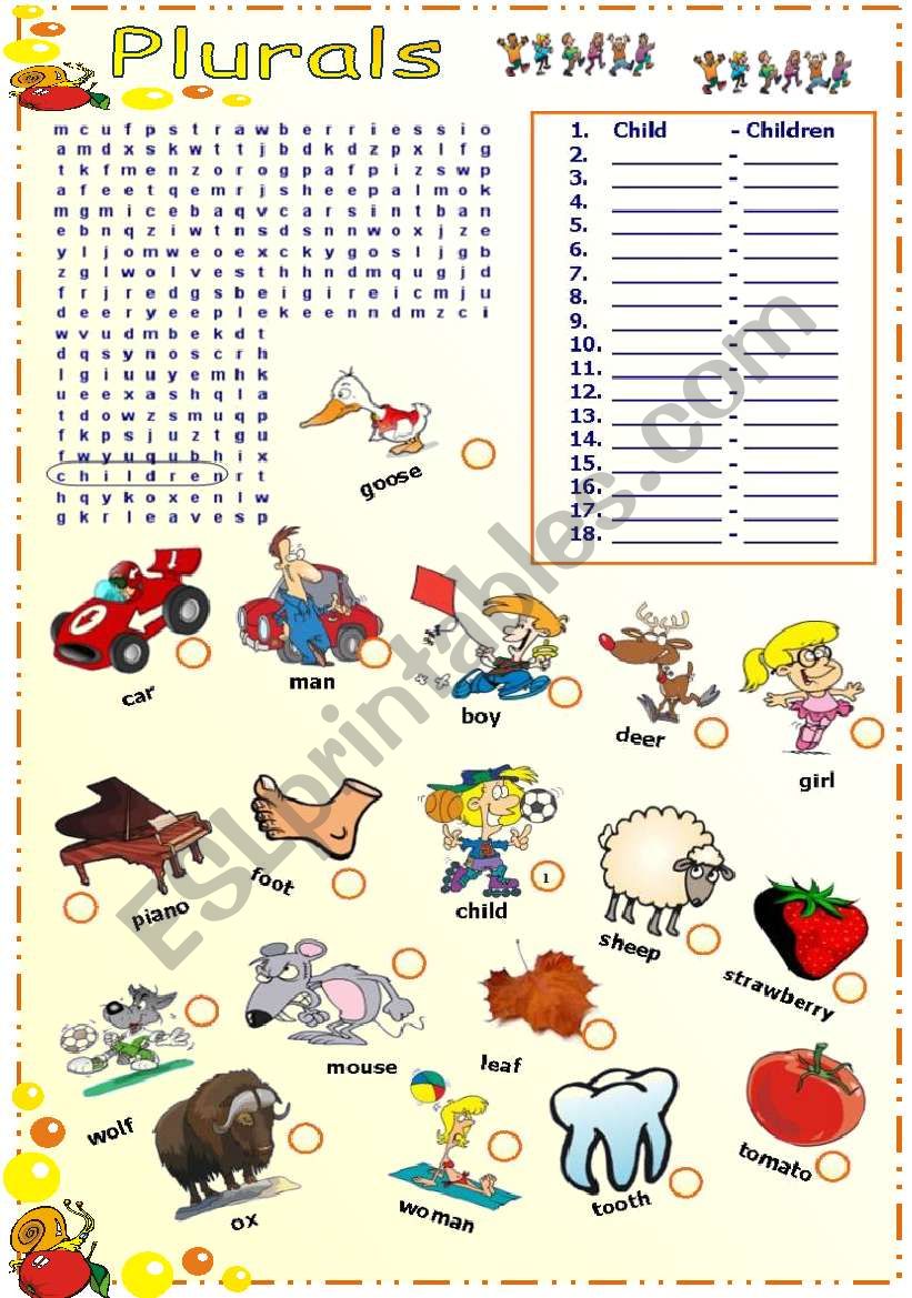 Plurals  worksheet