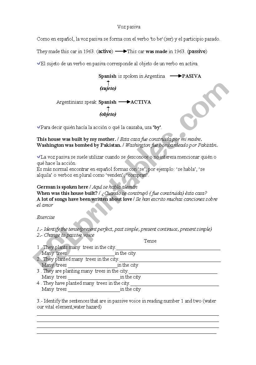 Passive voice worksheet