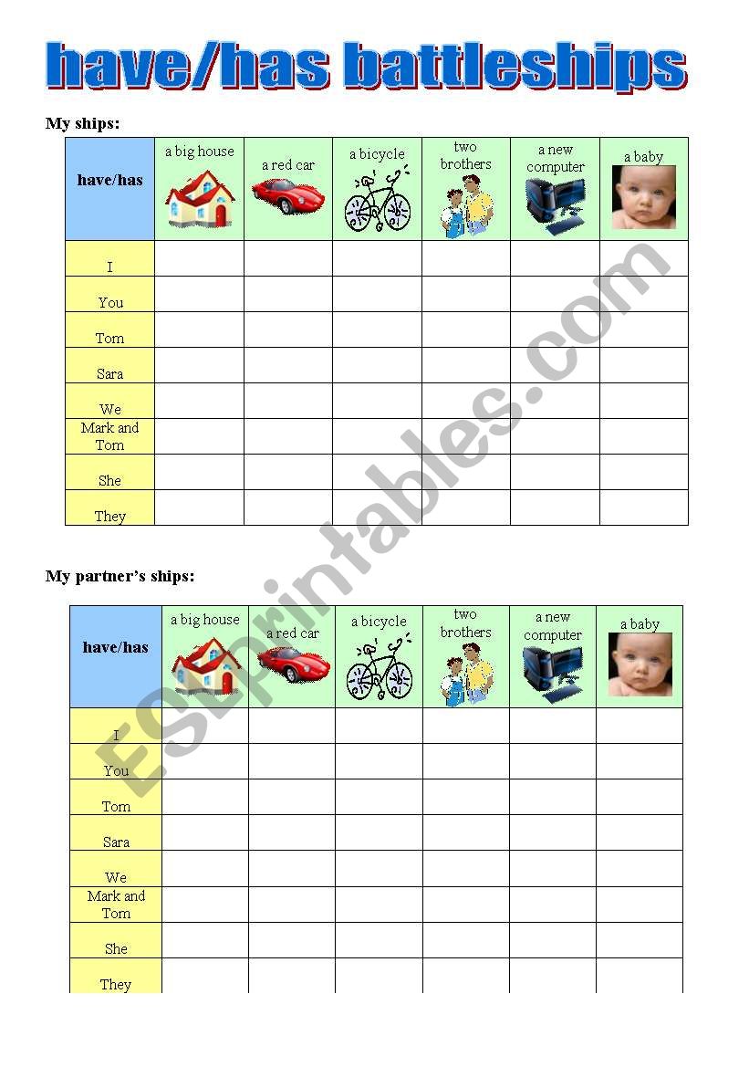 have/has battleships worksheet