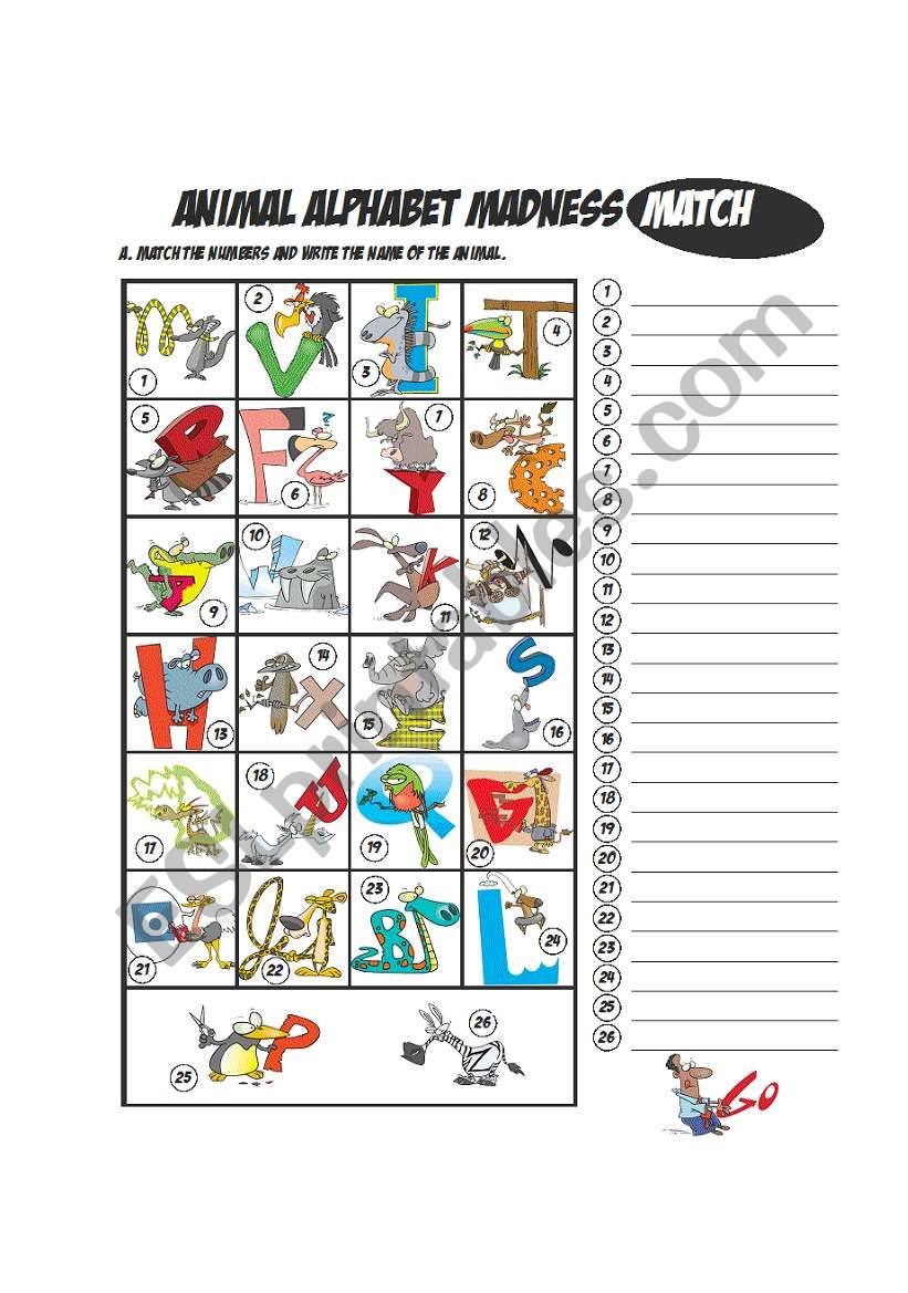 Animal Alphabet Matching worksheet