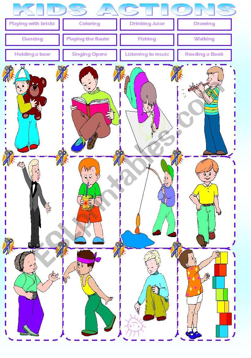 KIDS ACTIONS MATCHING. PART 1 worksheet