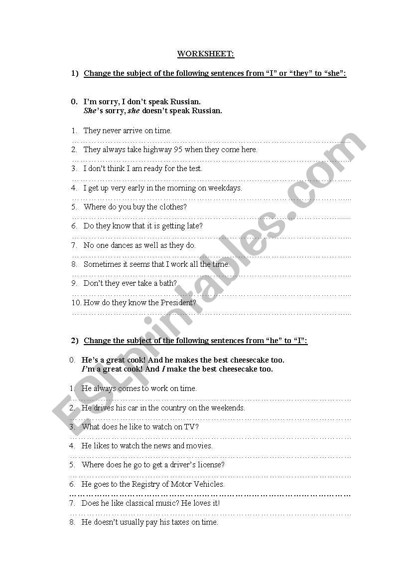Simple Present Tense worksheet