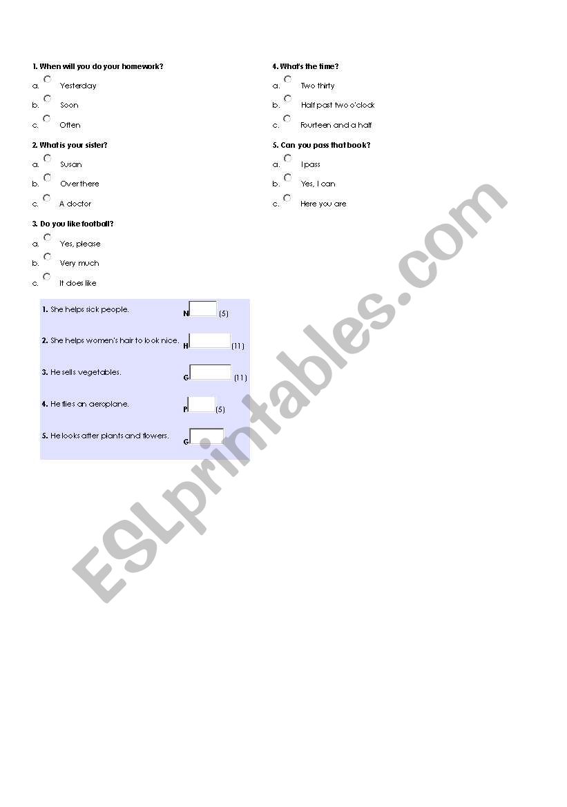 KET exercises worksheet