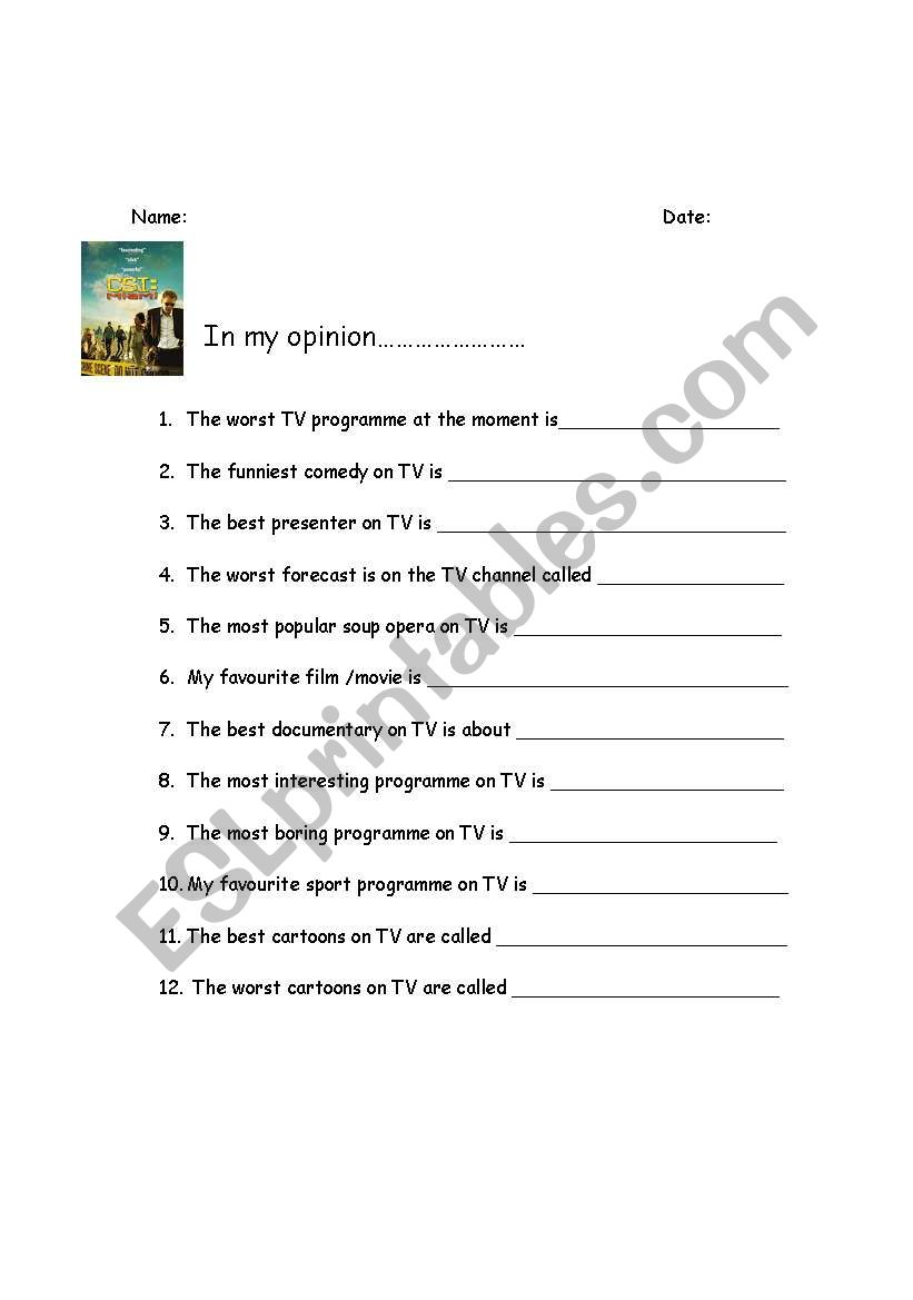 TELEVISION AROUND worksheet