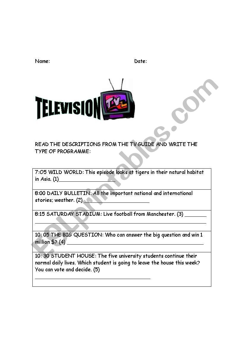 TV worksheet