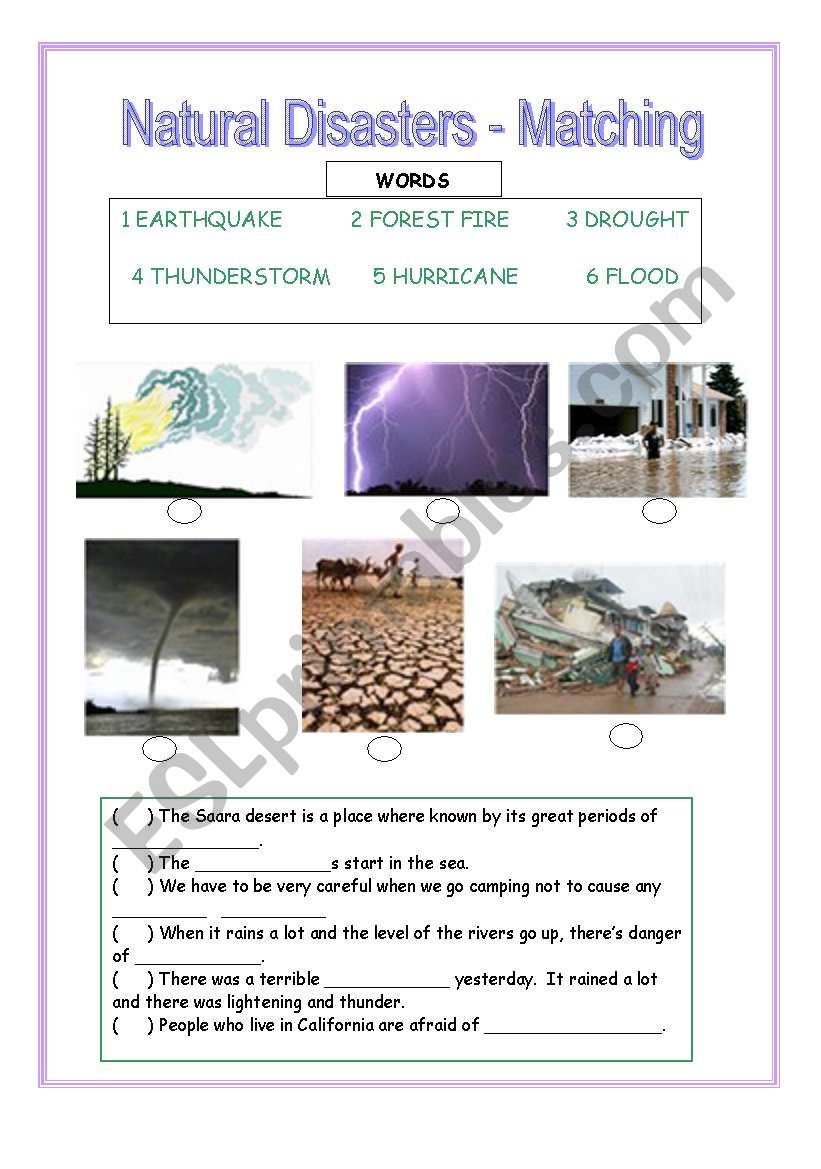 Natural Disasters worksheet