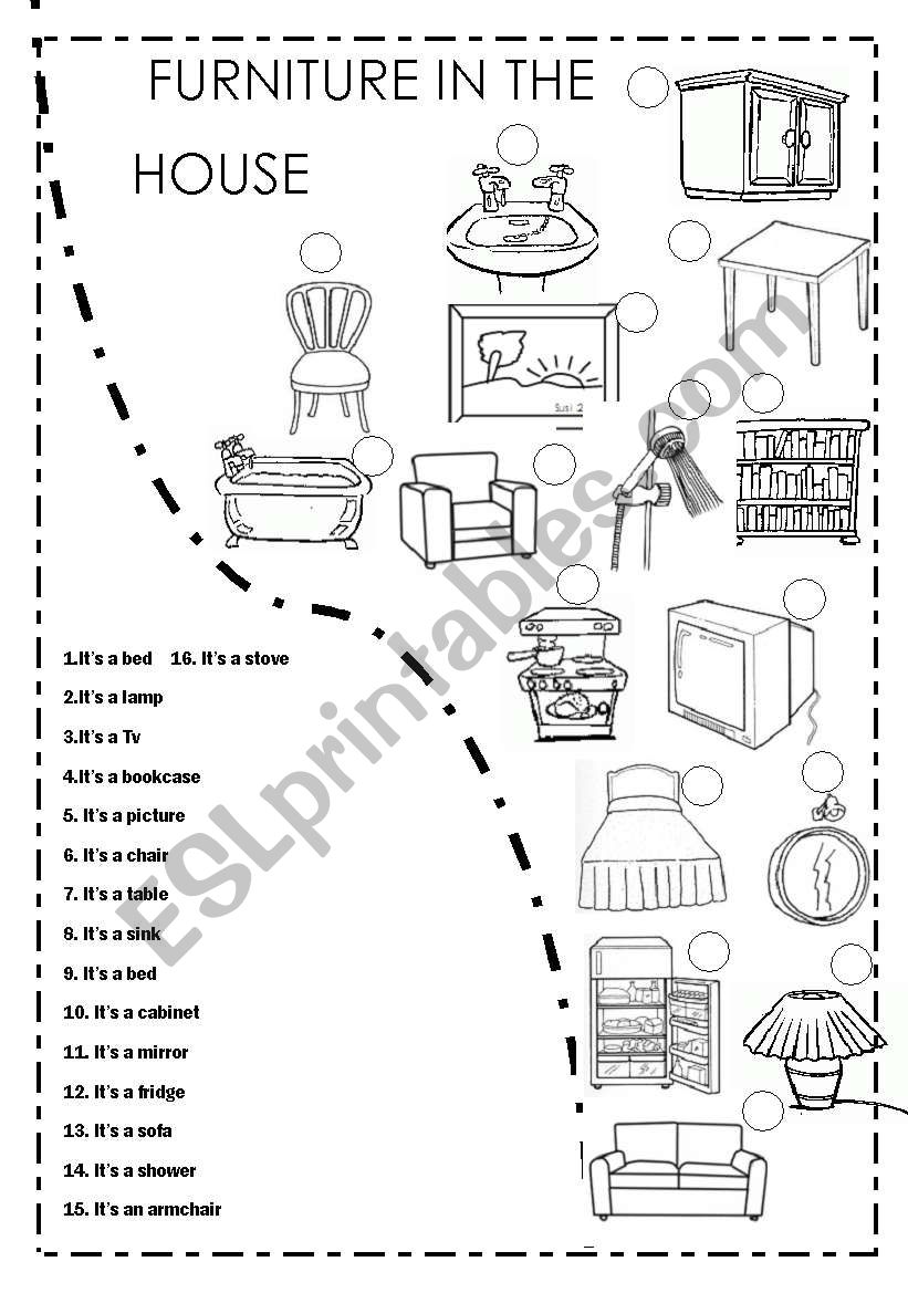 FURNITURE IN THE HOUSE worksheet