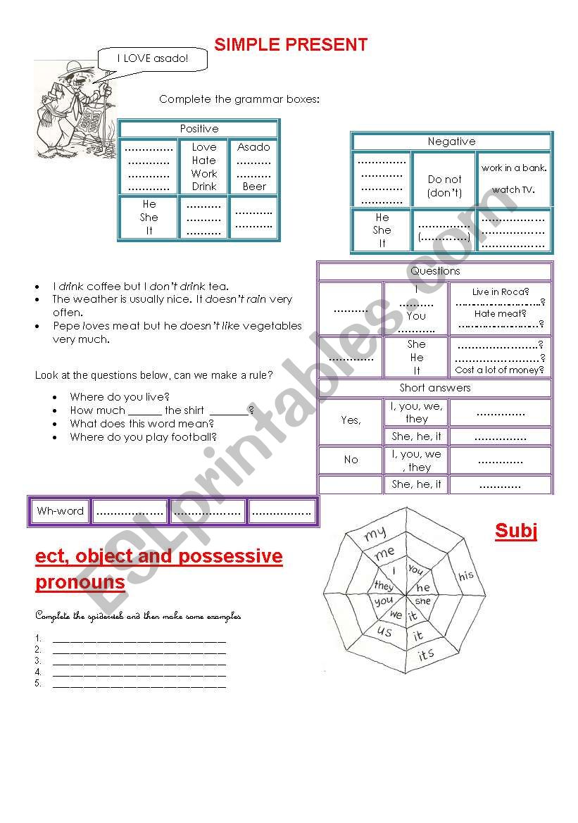 simple present revision worksheet