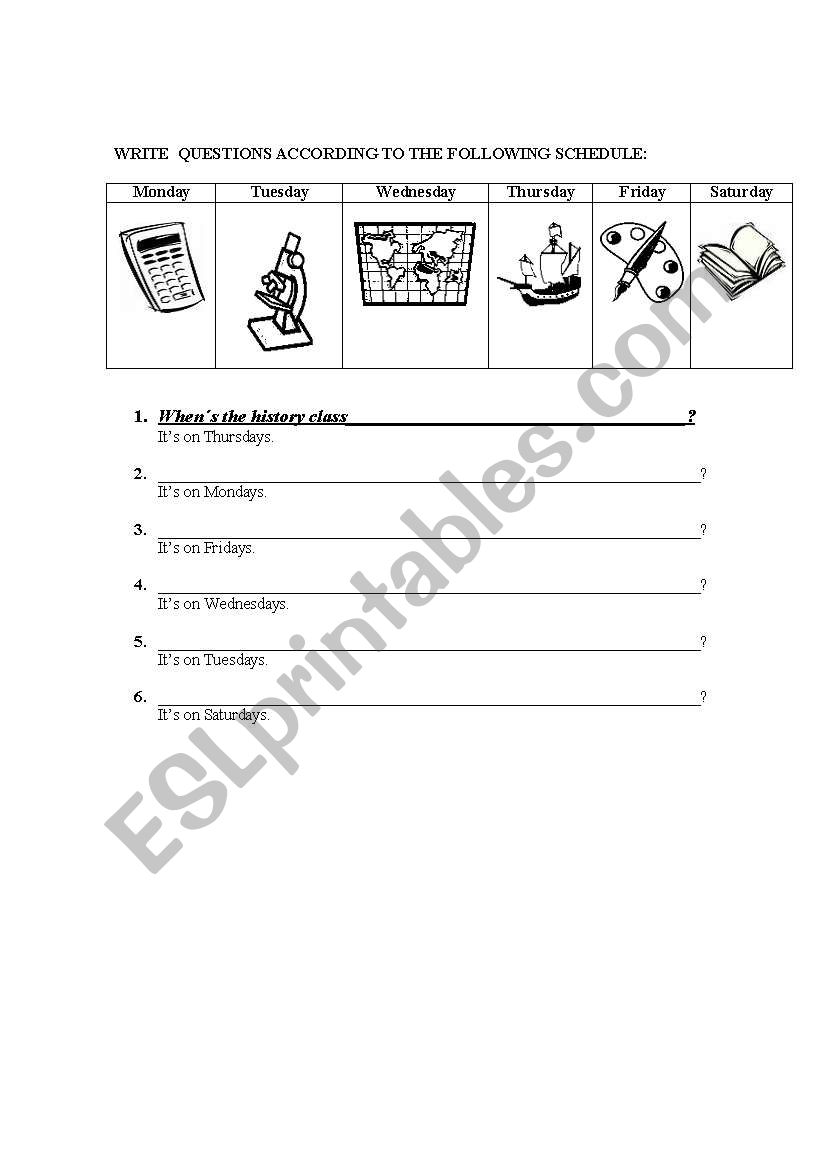 SCHOOL TIMETABLE worksheet