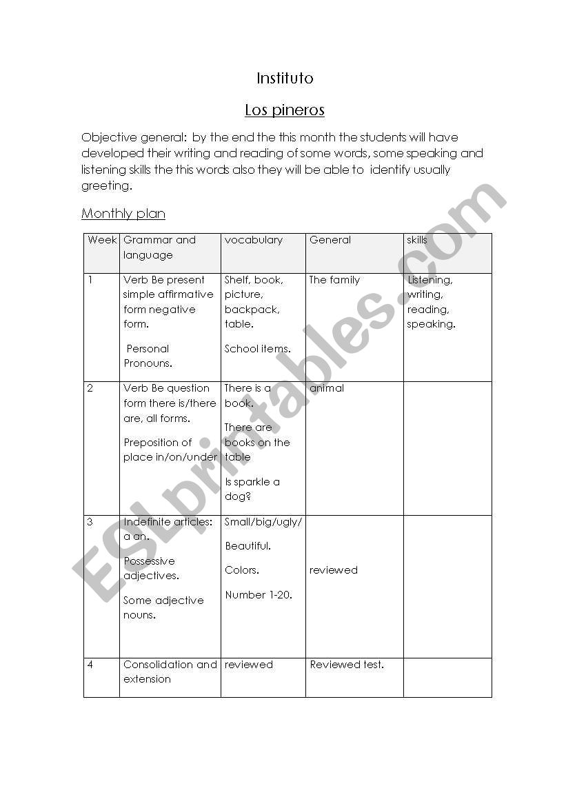 planning worksheet